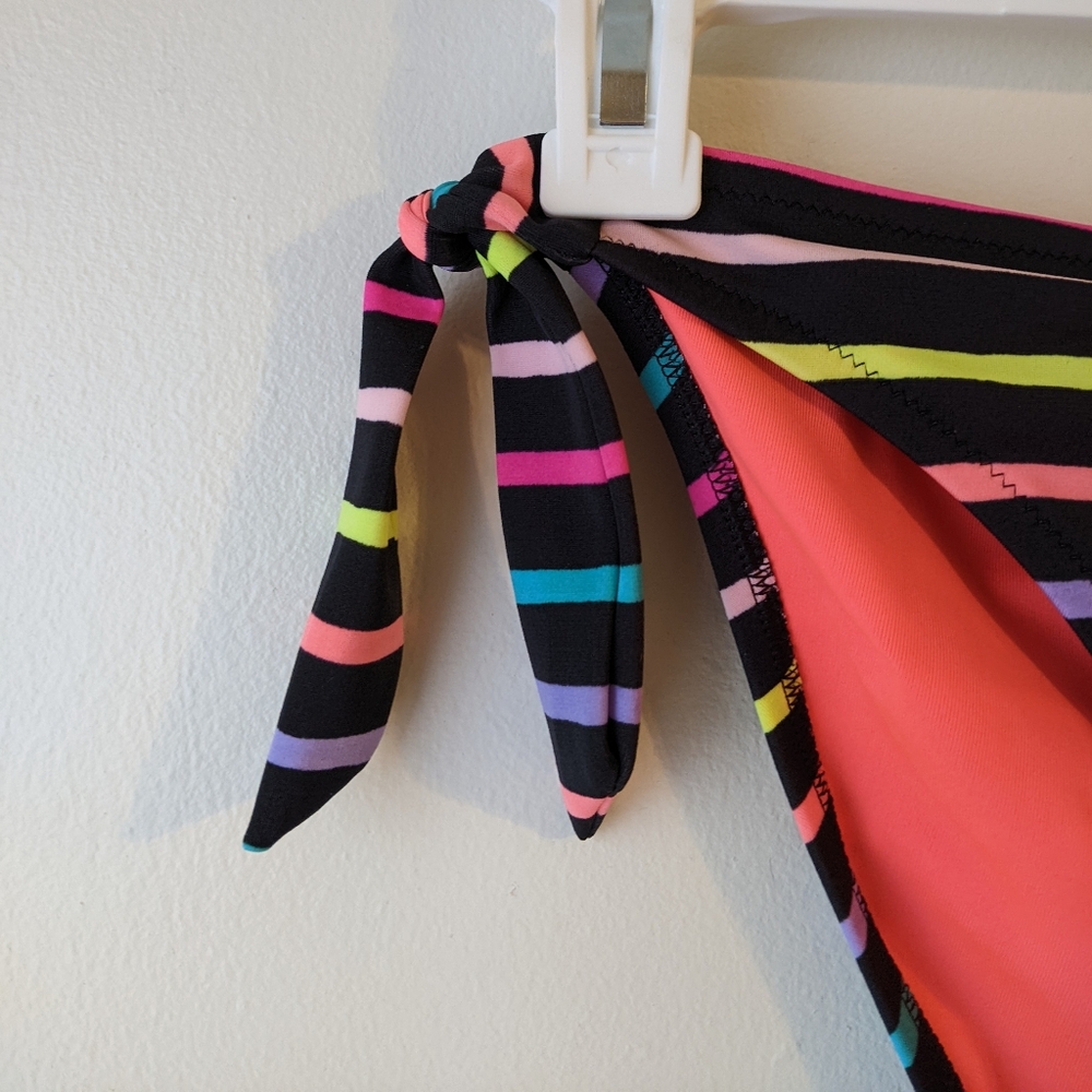 Victoria's Secret Black Multicolor Stripe Tie Bikini Bottom - Picture 3 of 5